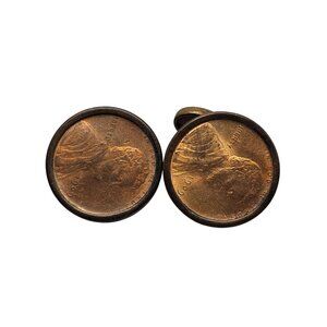 Vintage 1909 Lincoln Wheat Cent Encased Coin Cufflinks